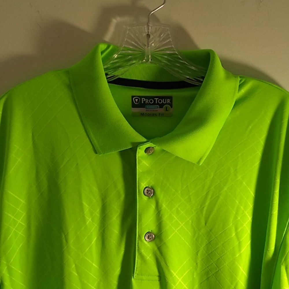 Men's neon green diamond pattern gold shirt